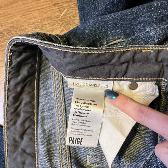 Paige Skyline Ankle Peg Jessie Tear & Repair Jeans Distressed Size 27 Skinny - Picture 5 of 7